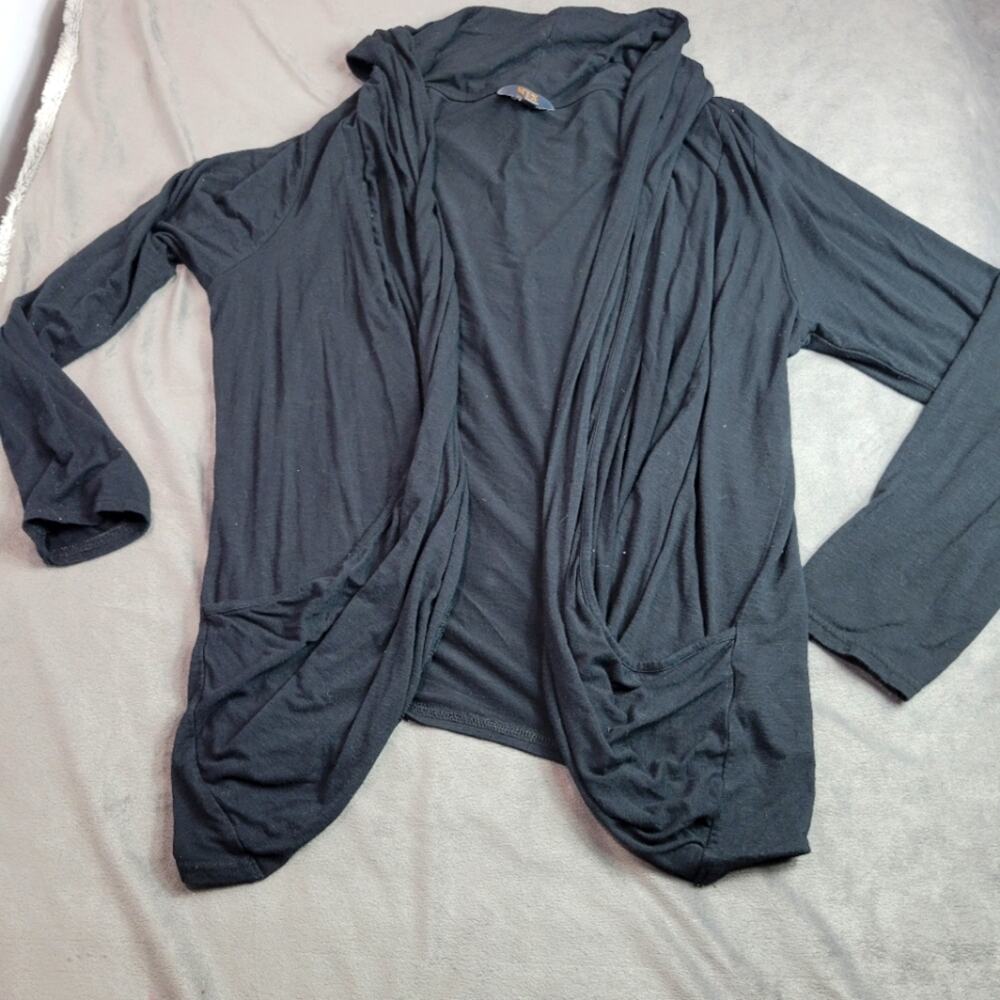 Mix 41 Hawthorne Cardigan Womens Size 1X Black Open Front Capsule Basic Stretch
